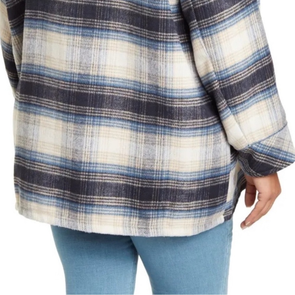 Kensie Blue Plaid Oversized Flannel‎ Shirt Size L - Picture 2 of 9